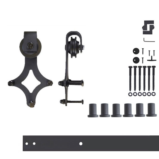HOMACER 96-in Rustic Black Indoor Diamond Single Barn Door Kit LX1TGH096C