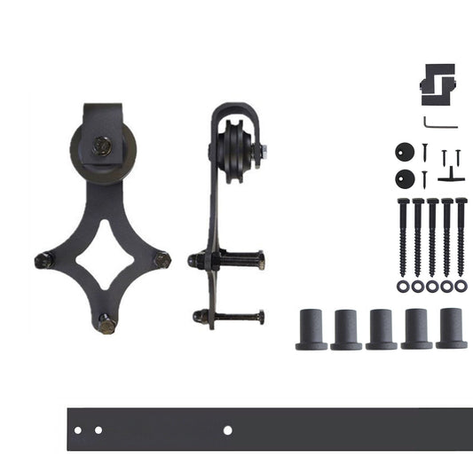 HOMACER 84-in Rustic Black Indoor Diamond Single Barn Door Hardware Kit LX1TGH084C