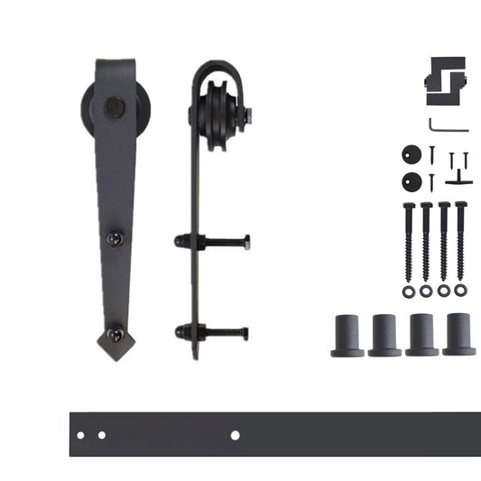 HOMACER 60-in Rustic Black Indoor Arrow Single Barn Door Hardware Kit JT1TGH060C