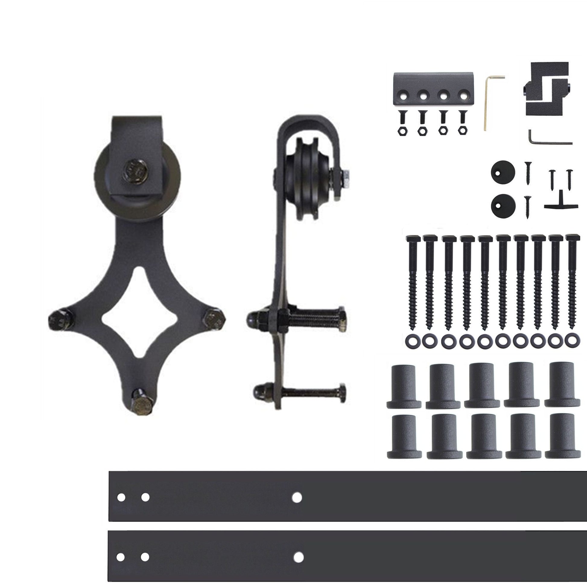 HOMACER 168-in Rustic Black Indoor Diamond Single Barn Door Hardware Kit LX1TGH168C