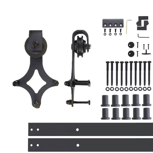 HOMACER 168-in Rustic Black Indoor Diamond Single Barn Door Hardware Kit LX1TGH168C