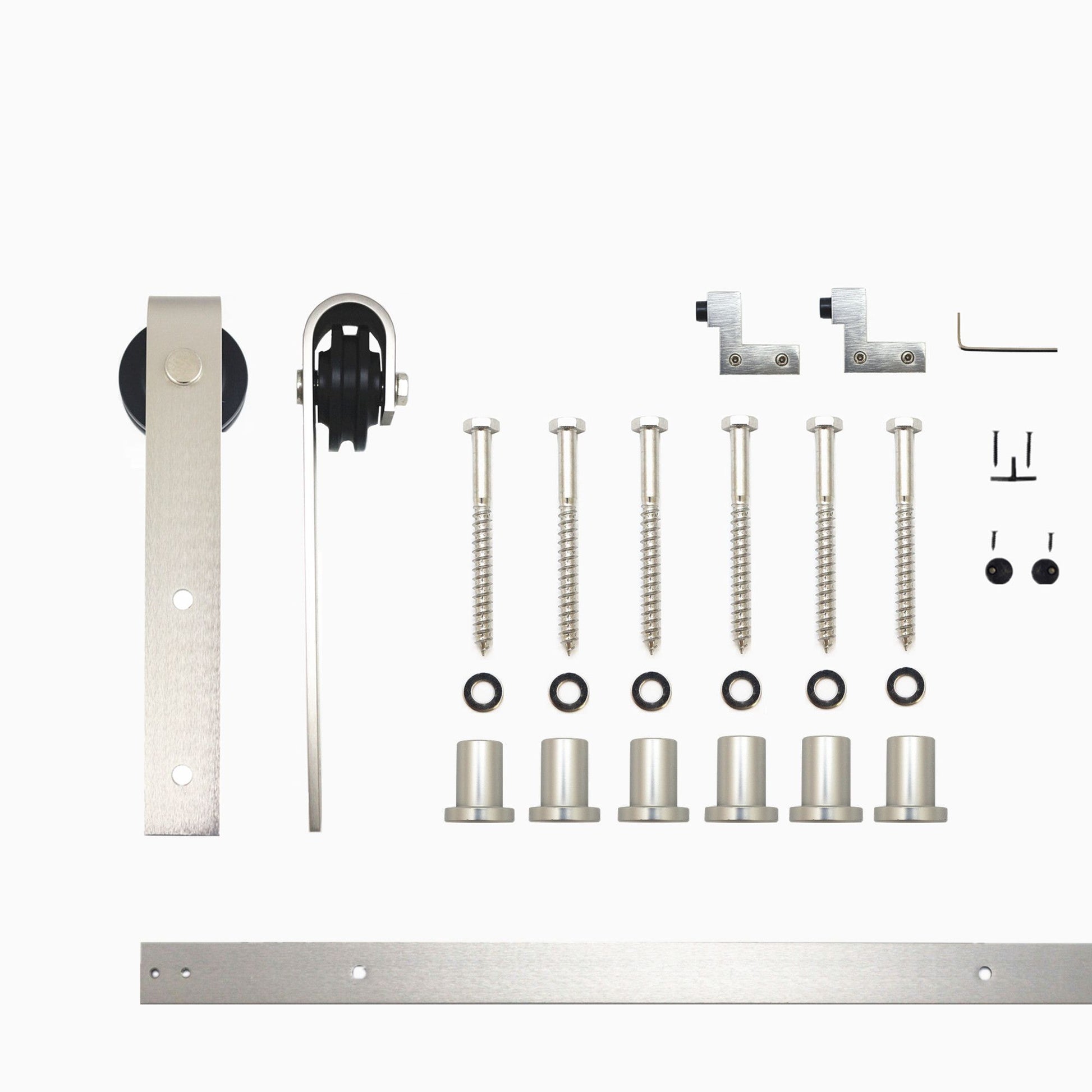 HOMACER 96-in Brushed Nickel Indoor J-strap Single Barn Door Hardware Kit YT1DNZ096C