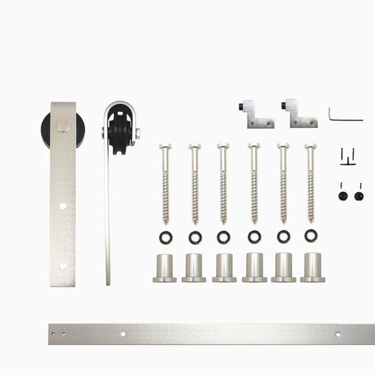 HOMACER 96-in Brushed Nickel Indoor J-strap Single Barn Door Hardware Kit YT1DNZ096C