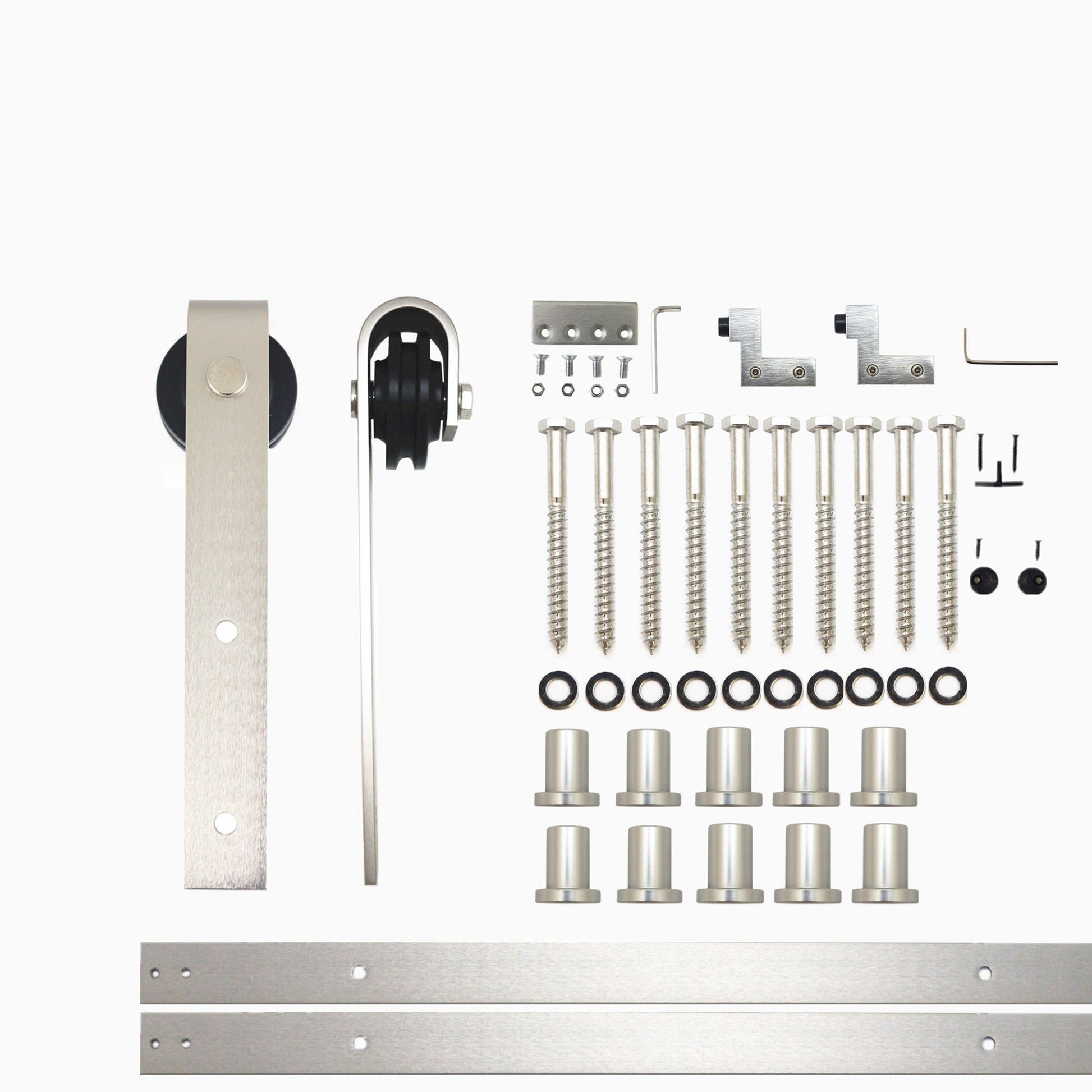 HOMACER 168-in Brushed Nickel Indoor J-strap Single Barn Door Hardware Kit YT1DNZ168C