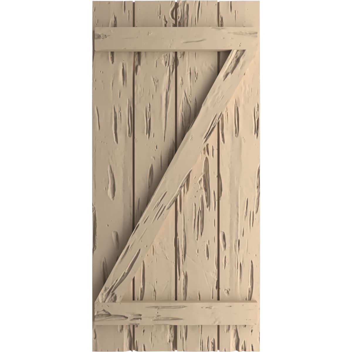 Ekena Millwork 22-in W x 70-in H Pecky Cypress Paintable/Stainable Board and batten Z-bar Exterior Shutters ( 2 -Pack )