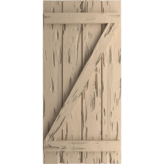 Ekena Millwork 22-in W x 70-in H Pecky Cypress Paintable/Stainable Board and batten Z-bar Exterior Shutters ( 2 -Pack )