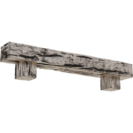 Ekena Millwork 72-in W x 8-in H x 8-in D Pine (Burnished) Hollow Urethane Rustic Fireplace Mantel MANURW08X08X72AOBP