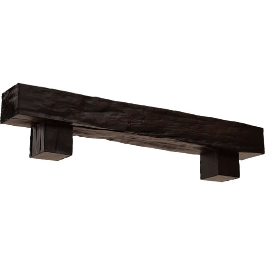 Ekena Millwork 48-in W x 6-in H x 8-in D Mahogany (Premium) Hollow Urethane Rustic Fireplace Mantel MANURW06X08X48AOZM