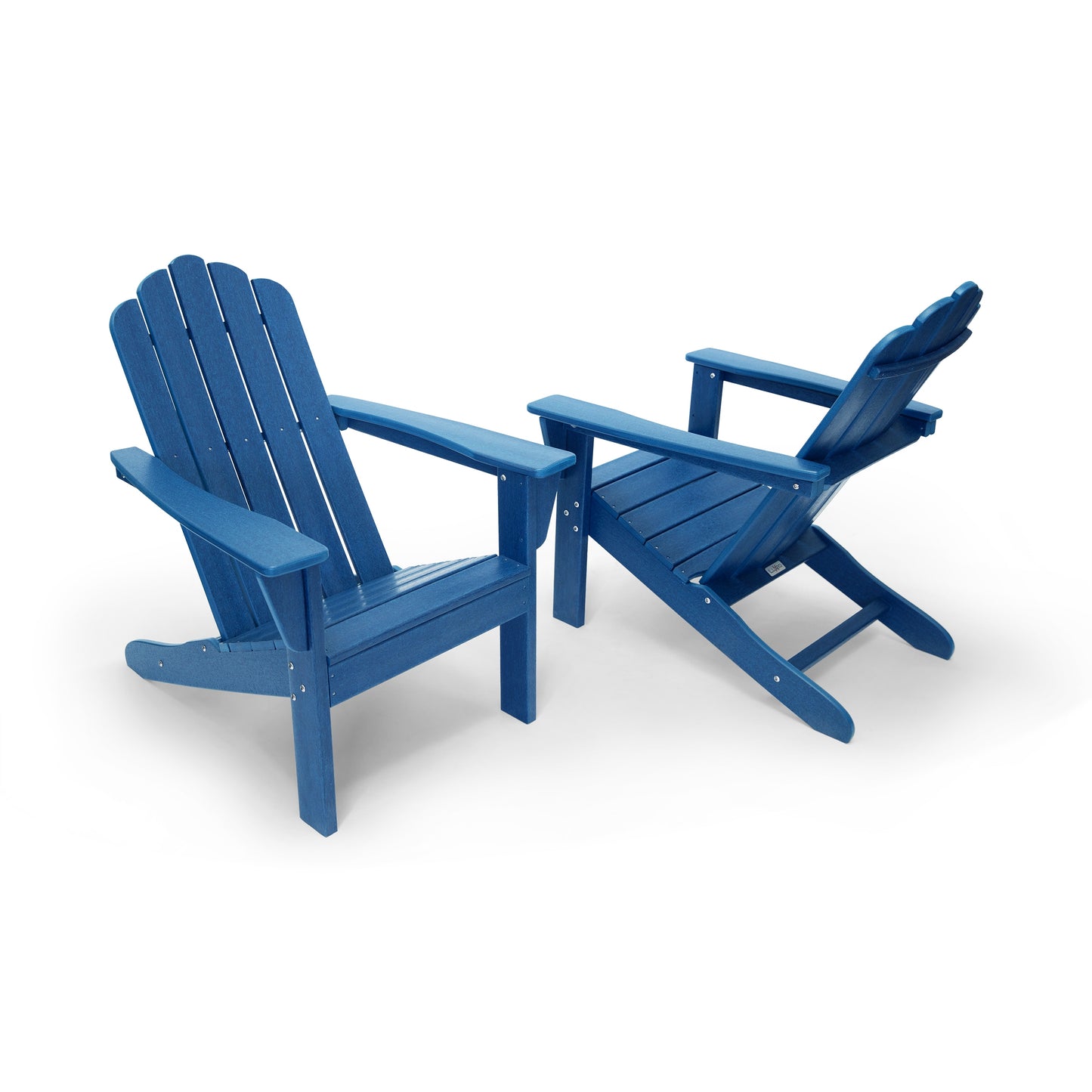 LuXeo Marina Set of 2 Navy HDPE Frame Stationary Adirondack Chair with Solid Seat