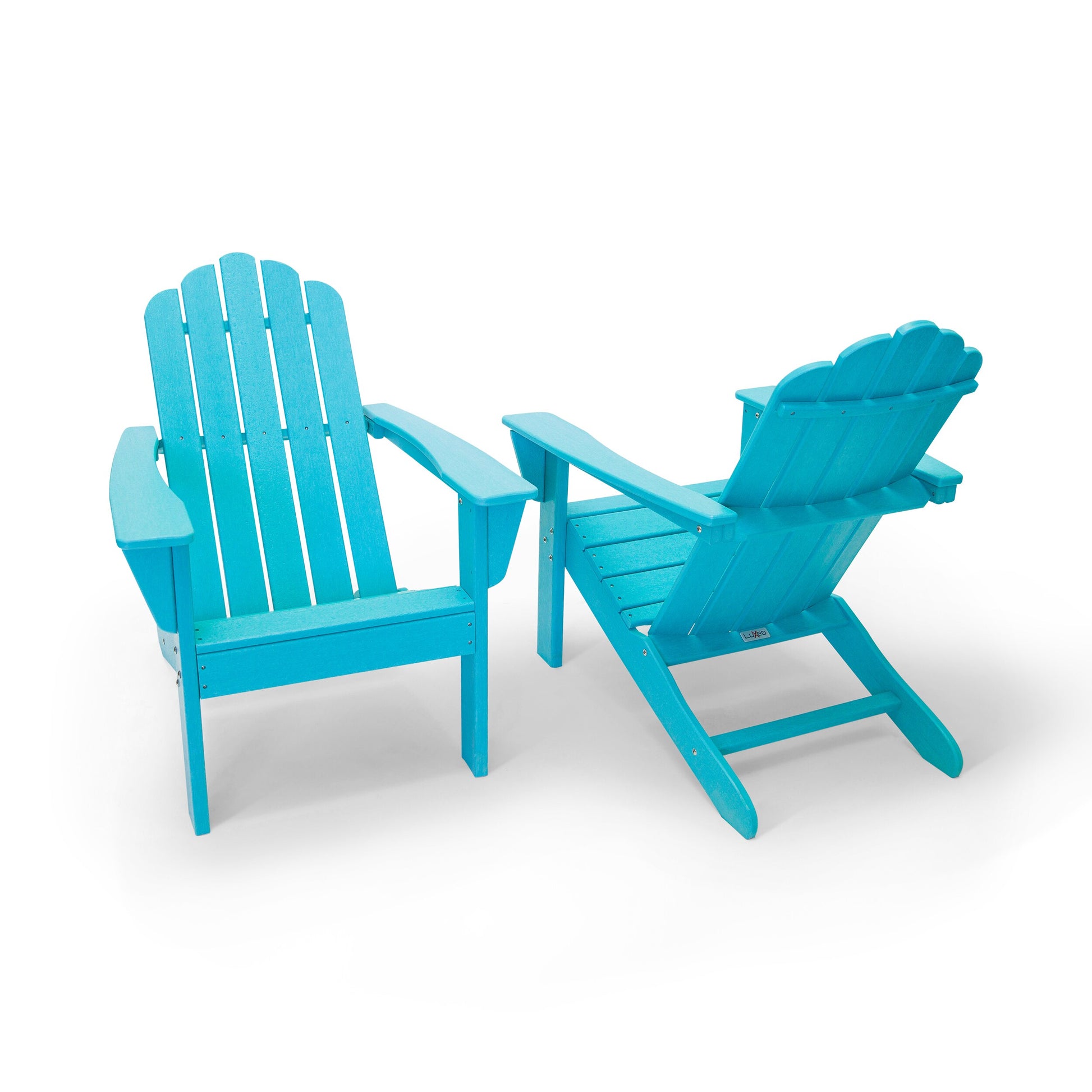 LuXeo Marina Set of 2 Aruba Blue HDPE Frame Stationary Adirondack Chair with Solid Seat