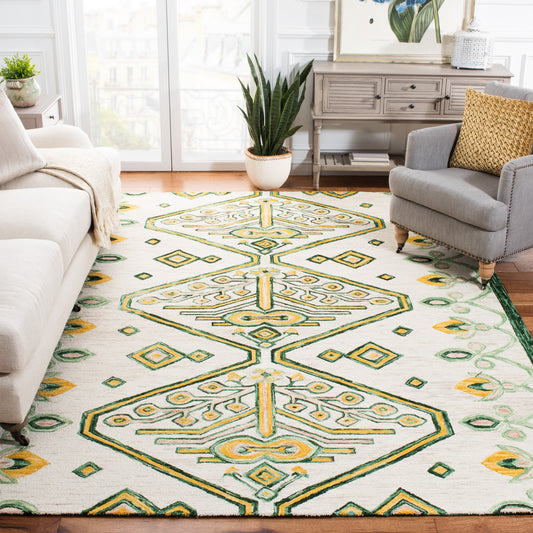 Safavieh Aspen Kersey 8 x 10 (ft) Tufted Wool Ivory/Yellow Rectangular Indoor Abstract Global Area rug