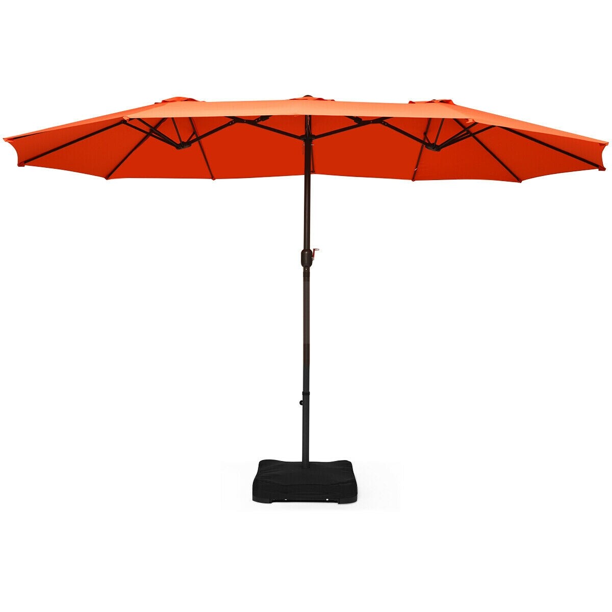 Clihome 15-Feet Steel Orange Market Patio Umbrella with Base