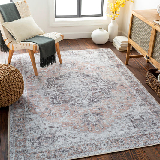 Livabliss Tahmis 8 x 10 (ft) Flatweave Light Grey Rectangular Indoor Medallion Oriental Machine washable Pet Friendly Area rug