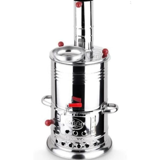 5 Lt Single Tap Chrome Wood Coal Samovar Ember Samovar