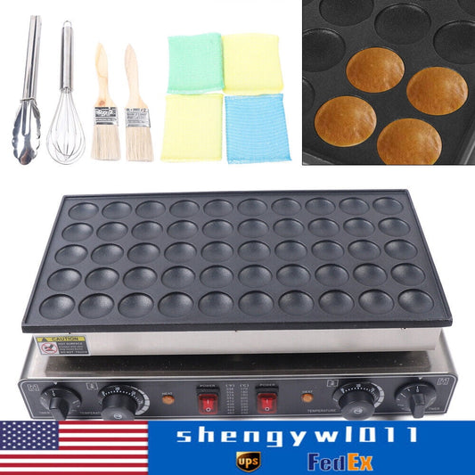 50 pcs Commercial Electric Mini Dutch Pancake Maker Waffle Baker Nonstick 110V
