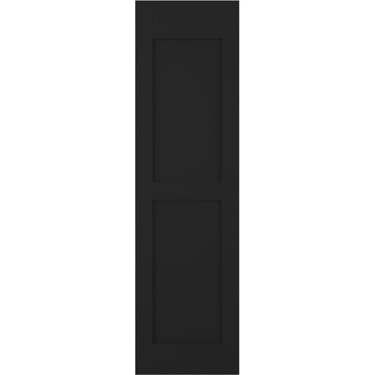 Ekena Millwork 12-in W x 70-in H Black Paintable/Stainable Flat panel Wood Exterior Shutters ( 2 -Pack )