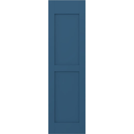 Ekena Millwork 15-in W x 51-in H Sojourn Blue Paintable/Stainable Flat panel Wood Exterior Shutters ( 2 -Pack )