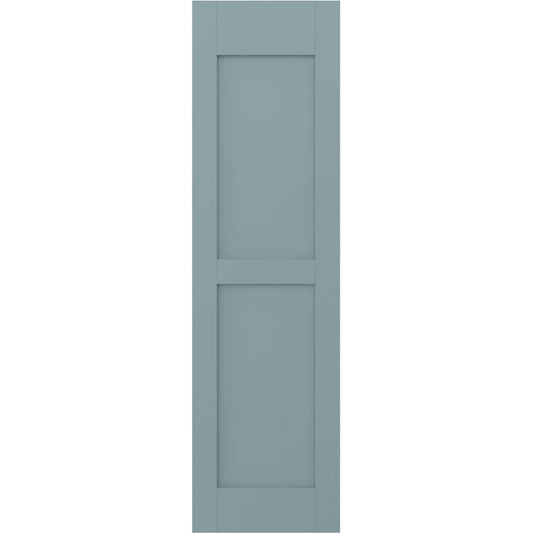 Ekena Millwork 15-in W x 74-in H Peaceful Blue Paintable/Stainable Flat panel Wood Exterior Shutters ( 2 -Pack )
