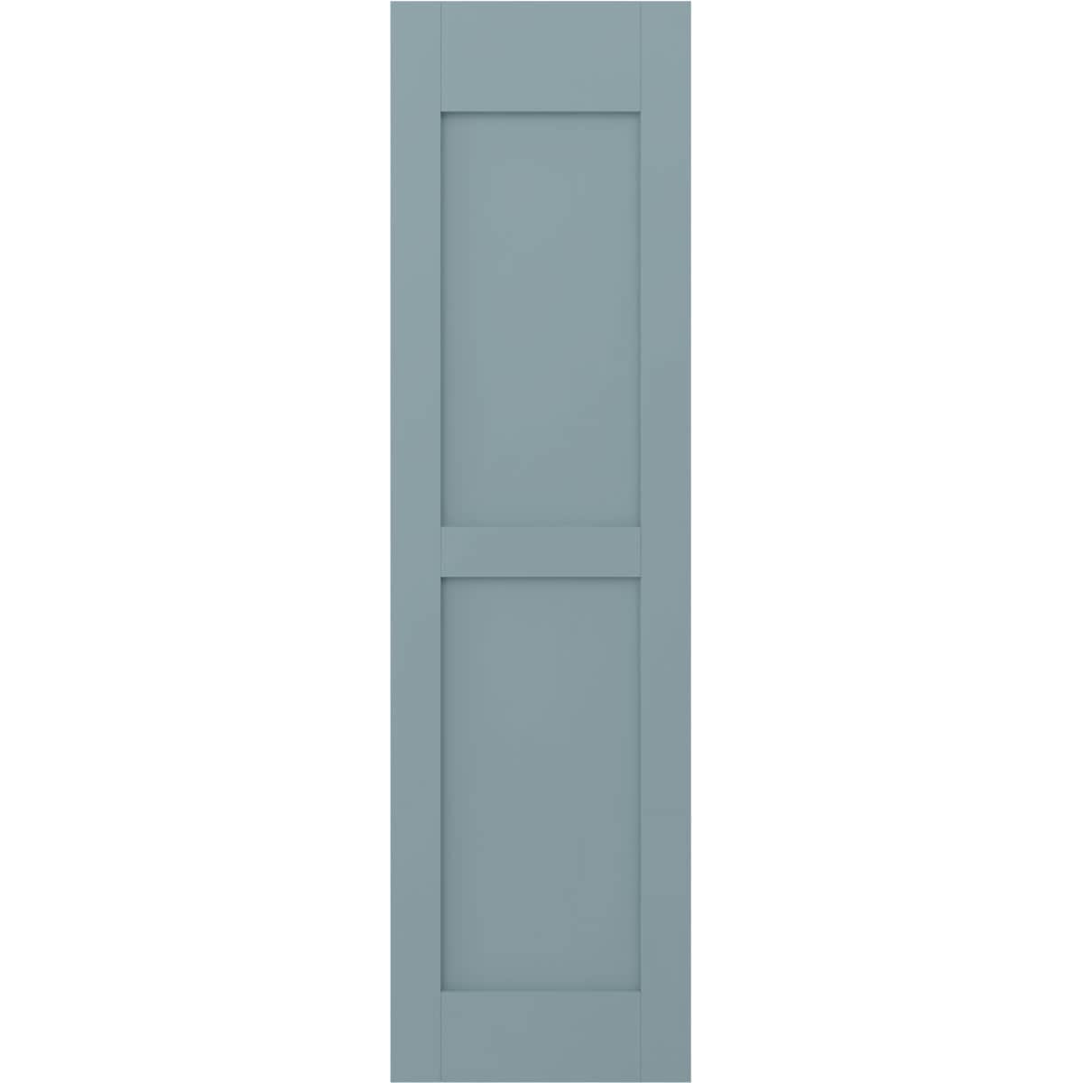 Ekena Millwork 12-in W x 74-in H Peaceful Blue Paintable/Stainable Flat panel Wood Exterior Shutters ( 2 -Pack )