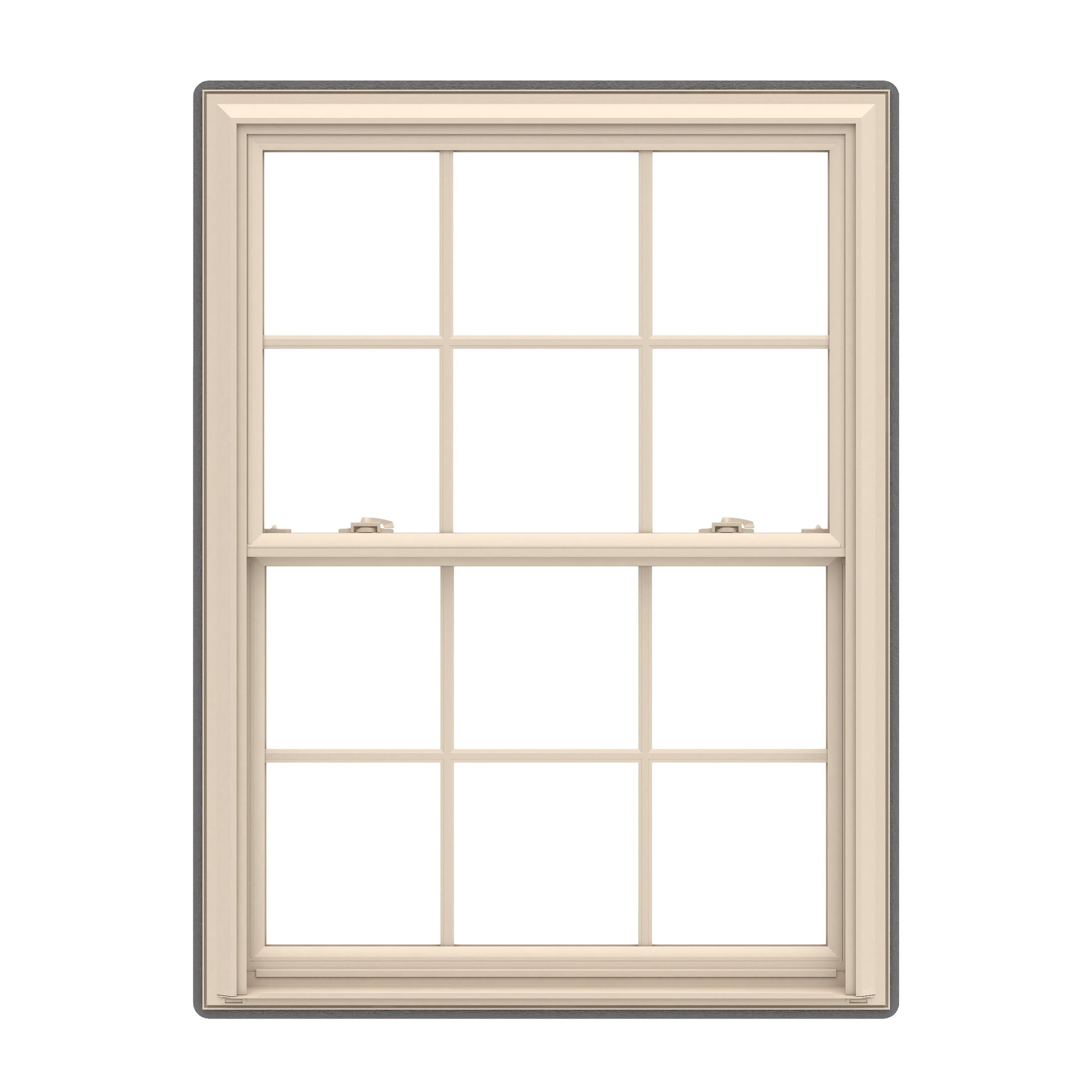 Pella 150 Series 31-1/2-in x 37-1/2-in Almond Almond Vinyl Replacement Double Hung Window Low-E argon Double Pane Glass with Grids (Full Screen Included)