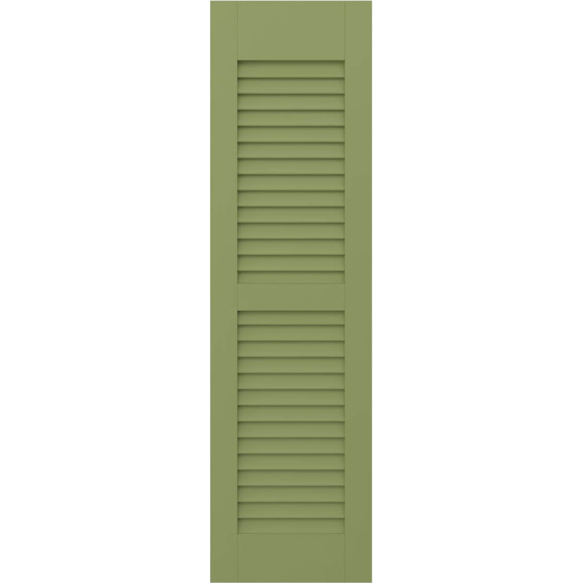 Ekena Millwork 12-in W x 74-in H Moss Green Paintable/Stainable Louvered Wood Exterior Shutters ( 2 -Pack )