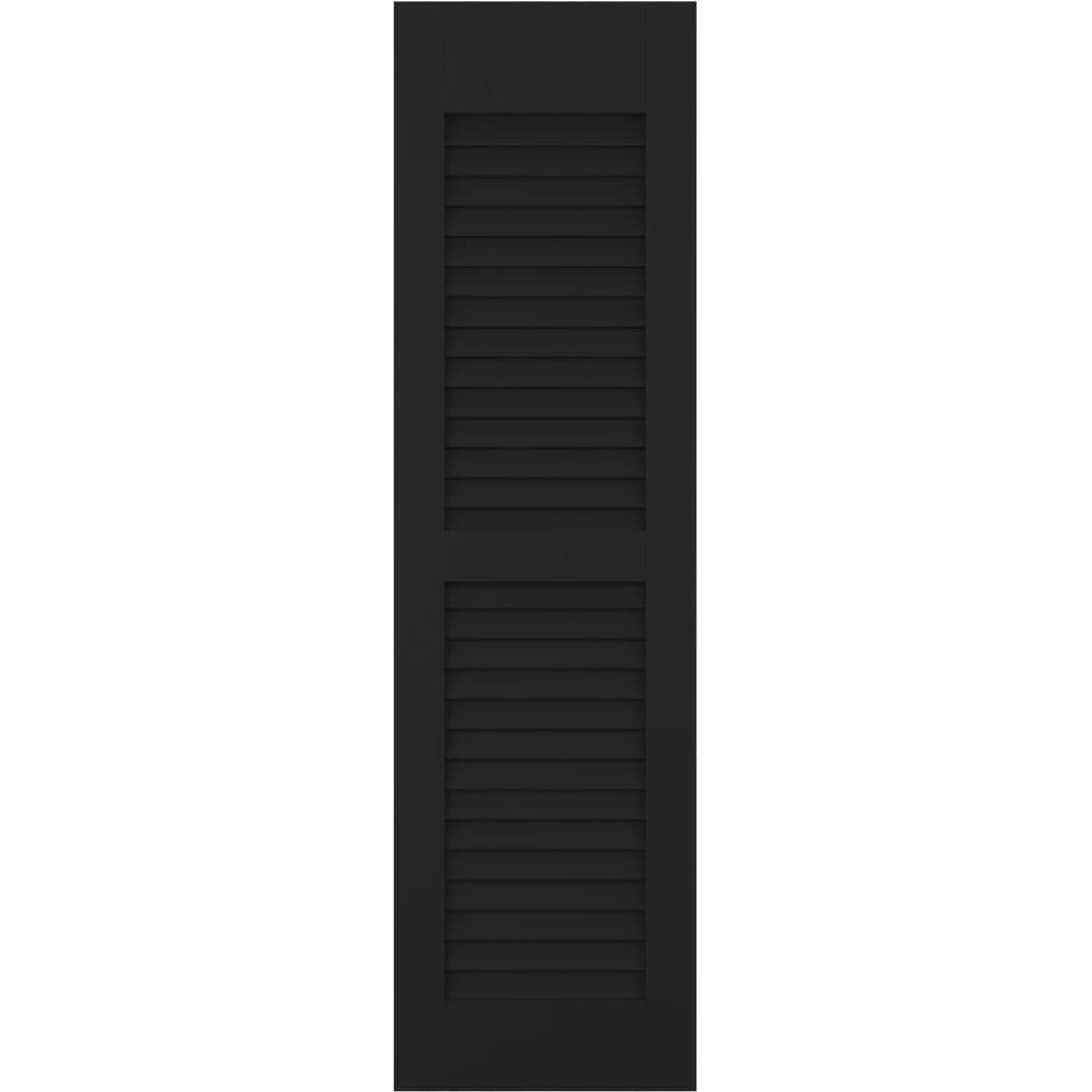 Ekena Millwork 15-in W x 79-in H Black Paintable/Stainable Louvered Wood Exterior Shutters ( 2 -Pack )