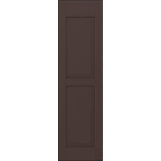 Ekena Millwork 18-in W x 72-in H Raisin Brown Raised panel Wood Exterior Shutters ( 2 -Pack )