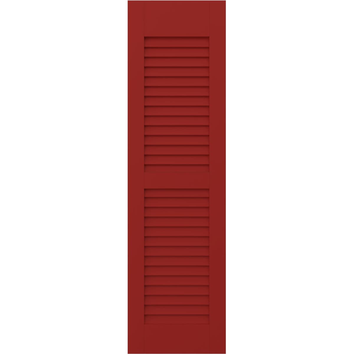 Ekena Millwork 15-in W x 63-in H Fire Red Paintable/Stainable Louvered Wood Exterior Shutters ( 2 -Pack )