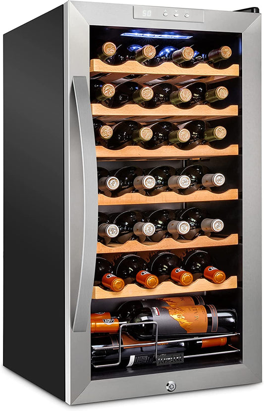 Schmecke 16.9-in W 28 -Bottles Stainless Steel Freestanding Indoor Wine Cooler