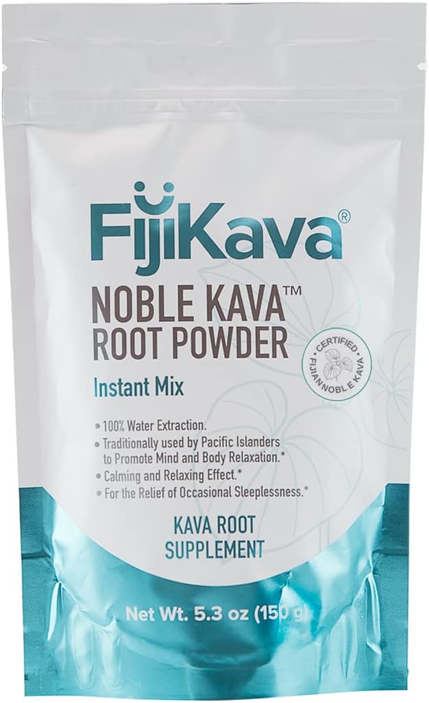 FijiKava Instant Kava Kava Powder 150g \u2013 Premium Kava Root Powder with High Kavalactone Content \u2013 Natural Relaxation Aid for Calmness, Stress Relief, and Sleep Support \u2013 Easy-to-Mix