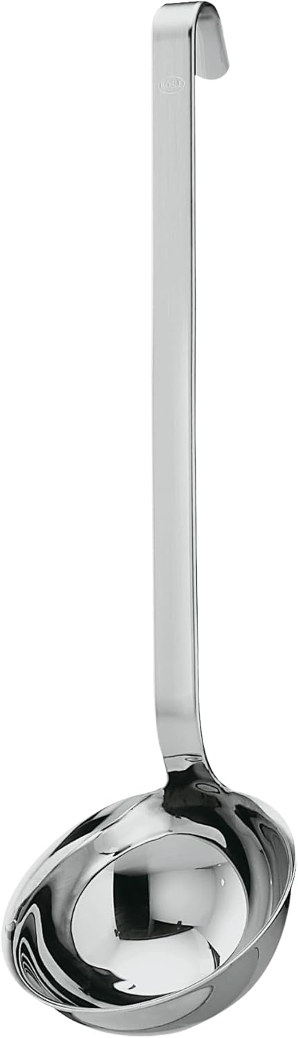 Rosle 10009 Stainless Steel Hooked Handle Ladle with Pouring Rim Serving Spoon