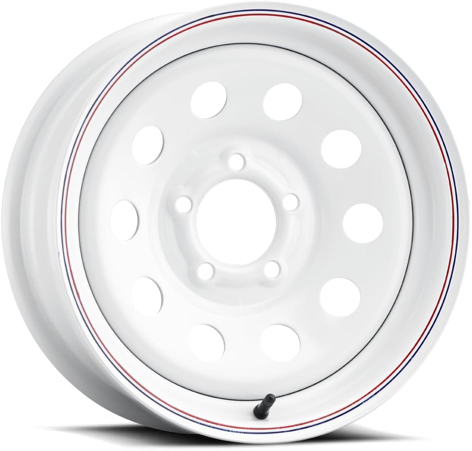 Allied Wheel 27W White Mod 16X6 8X6.5 XHD Trailer Wheel, Durable Gloss White Finish Steel Wheel for Trailers, Protective E-Coating,
