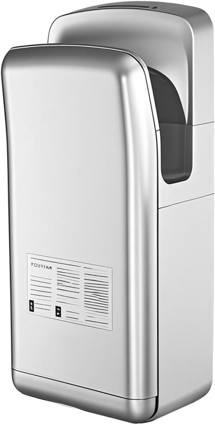 BODQEMR Vertical Premium Commercial Hand Dryer for Bathrooms - High Speed 1850W Jet Air Dryer with Adjustable Air Velocity & HEPA Filter - Electric Hand Dryer for Commercial Use (Silver)