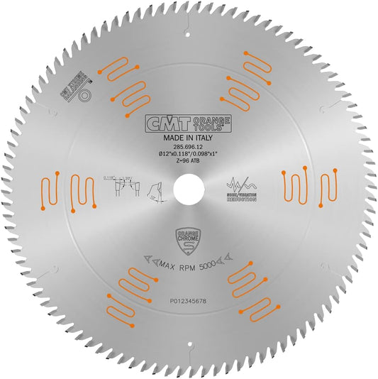 CMT Orange Tools 285.696.12 Orange Chrome Ultimate CROSSCUTTING Blade 12" x T96 ATB