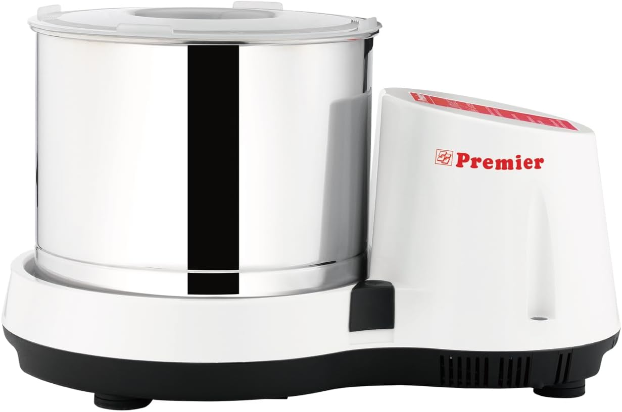 Premier Compact Table Top Wet Grinder with Atta Kneader and Coconut Scrapper -110volts 2 Ltrs white color