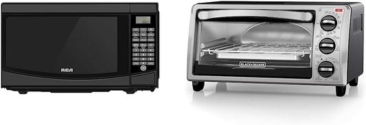 RCA 0.7 Cu. Ft. Microwave and BLACK+DECKER 4-Slice Convection Oven | Countertop Appliances Bundle