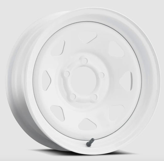 Allied Wheel 20W White 8 Spoke 15X6 5X4.5 Trailer Wheel, Durable Gloss White Finish Steel Wheel for Trailers, Protective E-Coating