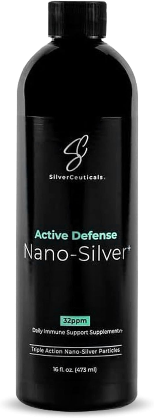 Colloidal Silver w\/Nano Technology - 32ppm 16oz - 8X More Effective - Natural Immune Support - Save The Sick Days - Ages 5 & Up - Outperforms Higher PPM Silvers - No Taste & Smell - 3rd Party Tested