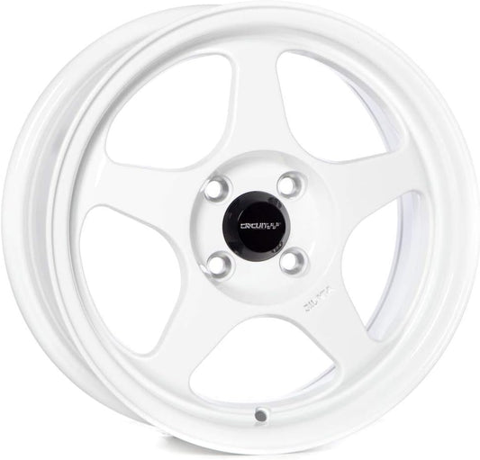 Circuit Performance CP22 15×6.5 Gloss White 4×100 [+35mm] Wheels Spoon Style Rims compatible with Honda Civic EK EG, Acura Integra DC2, BMW E30, Mazda Miata