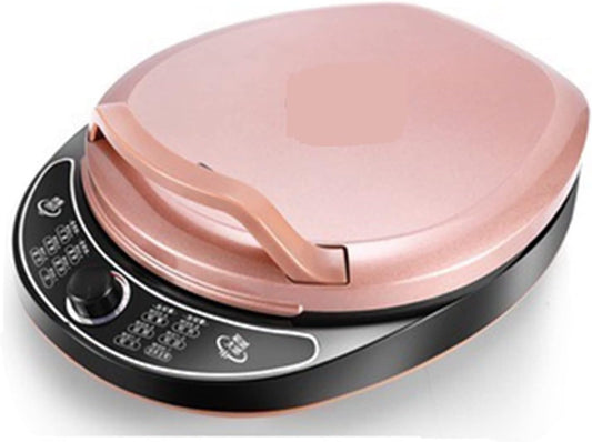 Electric Griddles， Electric Baking Pan Double-sided Heating Suspension Type Crepe Maker Skillet Pancake Baking Machine Pie Pizza Griddle (Color : Pink)
