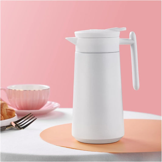 Insulated Thermos Pot Home Kitchen Thermal Pitcher Stainless Steel Insulation Kettle Vacuum Flasks Tea Coffee Pot Water Jug (Black) (White)