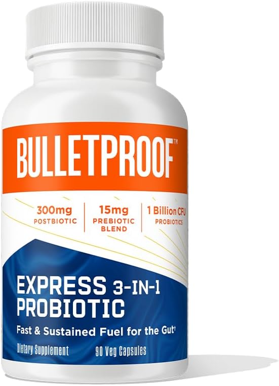 Bulletproof Express 3-in-1 Probiotic, 90 Count, Supplement for Fast and Sustained Gut Health