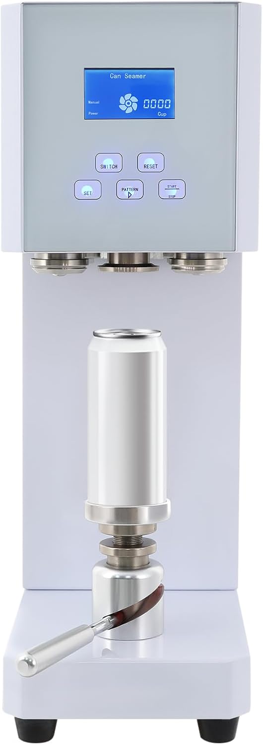 Can Sealing Machine Semi-Automatic Tin Can Sealing Machine Semi-Automatic Cans Seal Machines with LED Display Beverage Seal Machines Dual Operation Mode 110V 370W (8.3 * 16 * 23.6in, White)