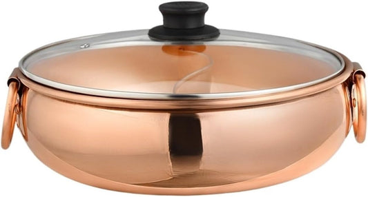 Vintage Hot Pot Shabu Shabu Pot Copper Hot Pot 2 Handles Noodles Pot Home for Induction Cooktop Gas Shabu Cooker