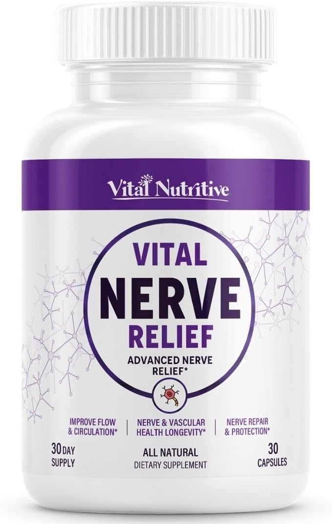Vital Nerve Relief Supplement for Tingling & Discomfort \u2013 Alpha Lipoic Acid, Magnesium, CoQ10 \u2013 Vegan, Non-GMO, Gluten-Free, Sugar-Free, Dairy-Free \u2013 30 Days Supply