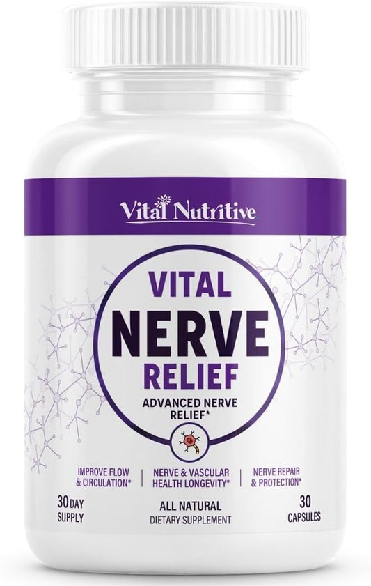 Vital Nerve Relief Supplement for Tingling & Discomfort \u2013 Alpha Lipoic Acid, Magnesium, CoQ10 \u2013 Vegan, Non-GMO, Gluten-Free, Sugar-Free, Dairy-Free \u2013 30 Days Supply