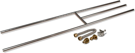 Golden Flame 48" x 8" (Natural Gas) Fire Pit and Fireplace H-Burner (304 Series SS) w\/Connection Kit