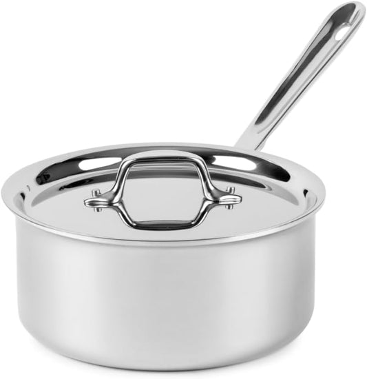 All-Clad D3 3-Ply Stainless Steel Sauce Pan with Lid 3 Quart, Induction, Oven Broiler Safe 600F, Multipurpose, Compatible w\/ All Cooktops, For Restaurant or Home Kitchen, Pots & Pans, Cookware, Silver