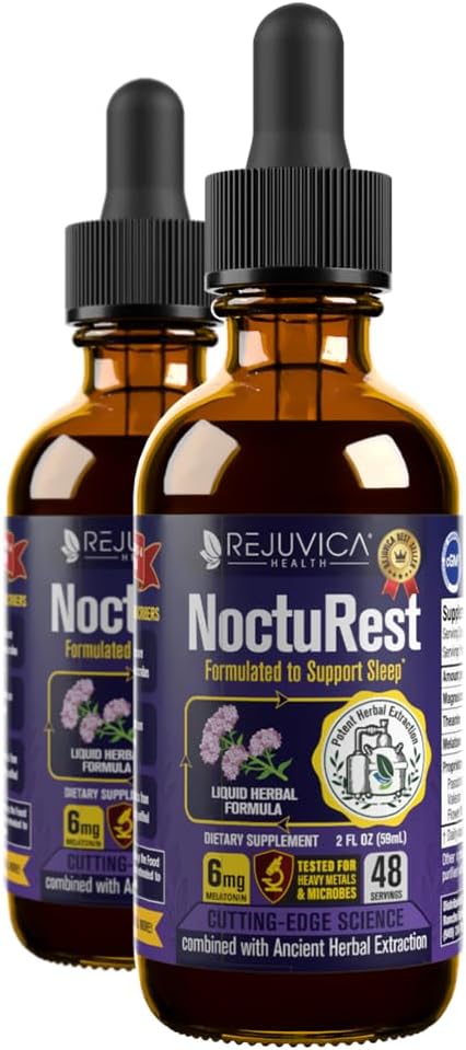 NoctuRest Natural Sleep-Aid with Valerian and Melatonin - All-Natural Liquid Formula for 2X Absorption - Magnesium, L-Theanine & More