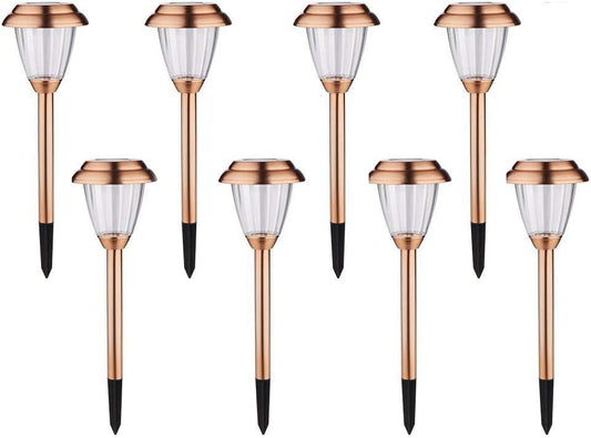 voona Solar Lights Outdoor Pathway - 8 Pack Copper Garden Walkway Lights Solar Powered Waterproof Outdoor Lights for Garden, Lawn, Yard, Walkway, Pathway, Landscaping